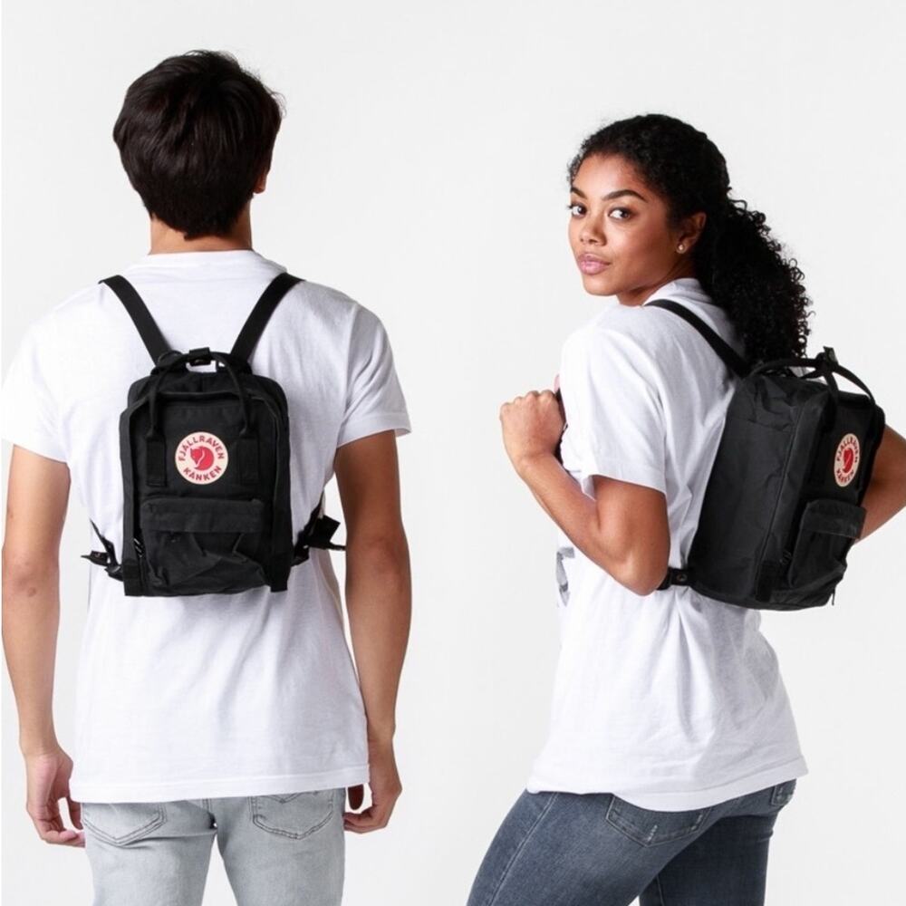 Fjallraven Mini Kanken Backpack Black Travel Hiking Outdoor School Small